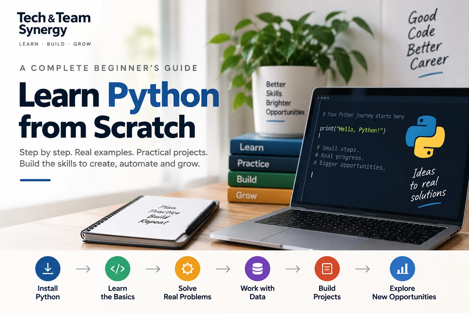 Learn Python from scratch beginner guide with coding roadmap and practical projects