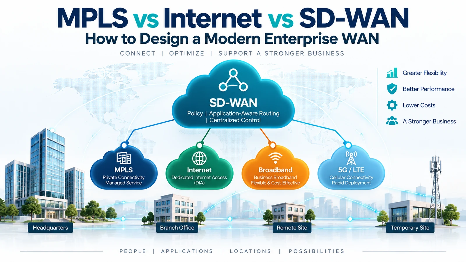 MPLS vs Internet vs SD-WAN: How to Design a Modern Enterprise WAN