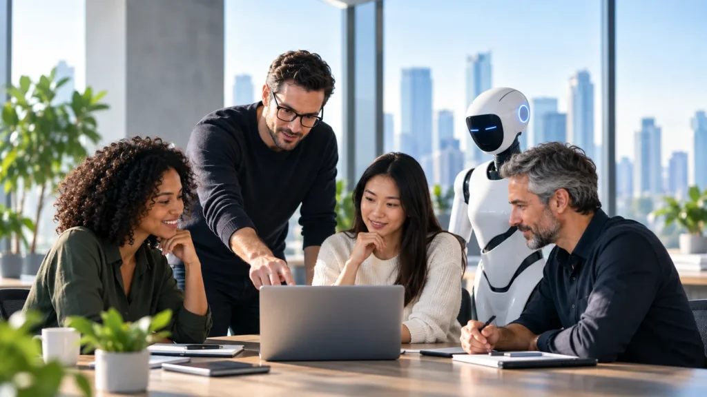 Workforce transformation with human and AI collaboration in a modern workplace