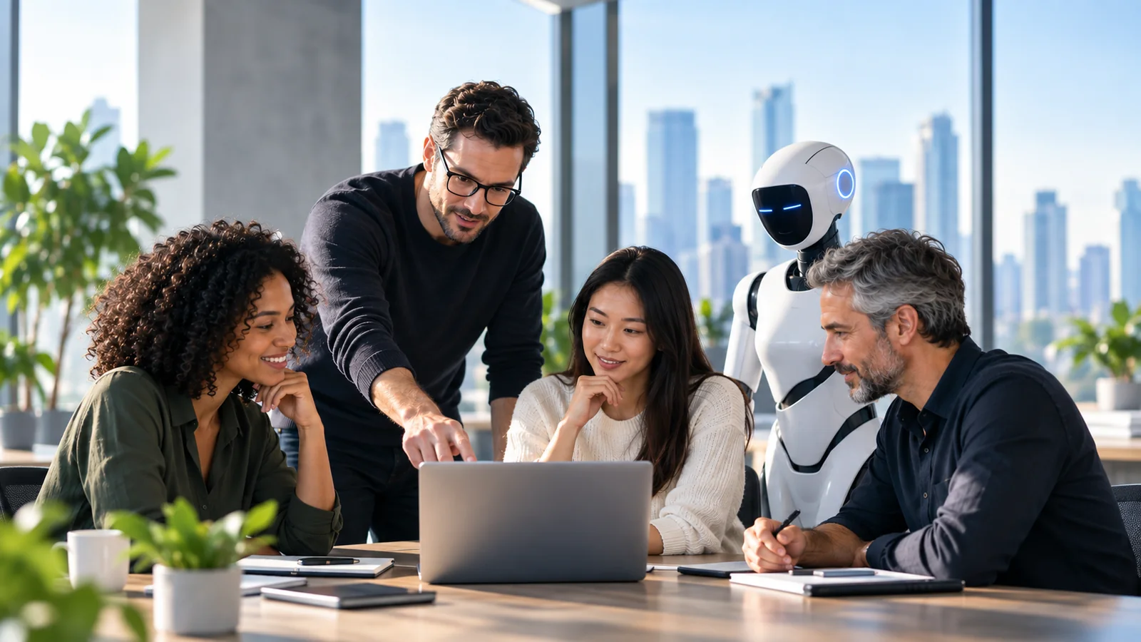 Workforce transformation with human and AI collaboration in a modern workplace