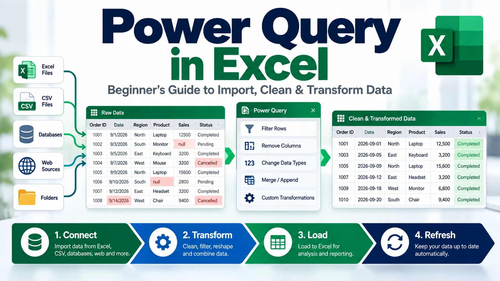 Power Query in Excel: Beginner’s Guide to Import, Clean & Transform Data